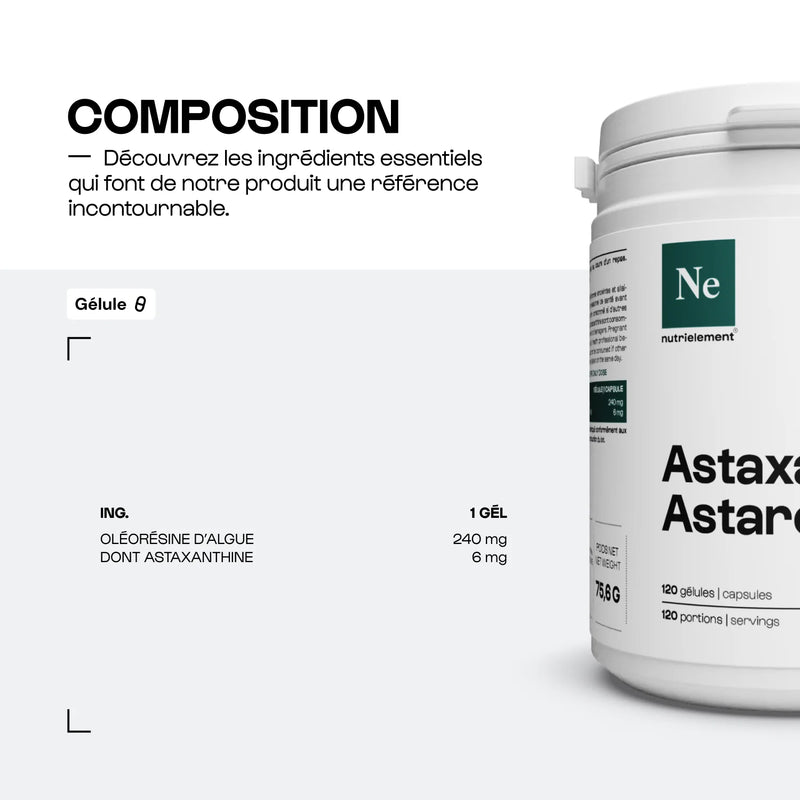 Astaxanthine Astareal® 6mg Nutrimuscle - Antioxydant Naturel