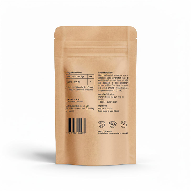 EXELIS Glycine Pure en poudre Acides aminés Suisse Mock Up Verso