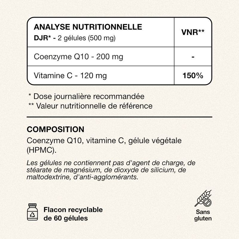 Tableau VNR et composition Coenzyme Q10 Exelis