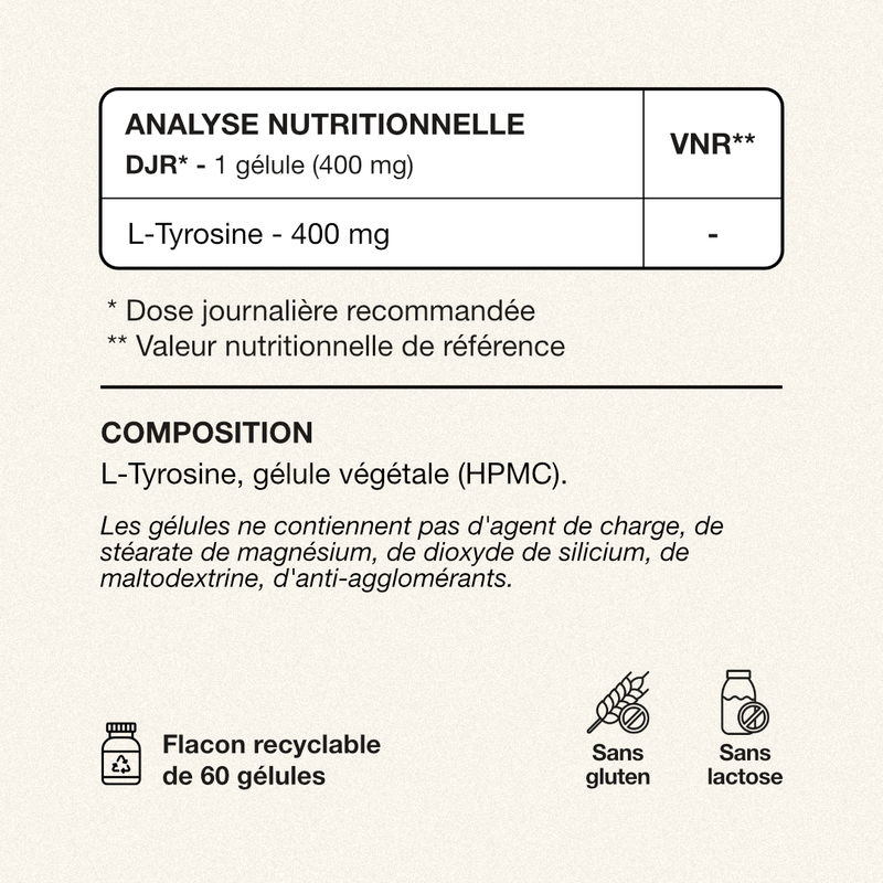 Tableau VNR et composition L-Tyrosine Exelis