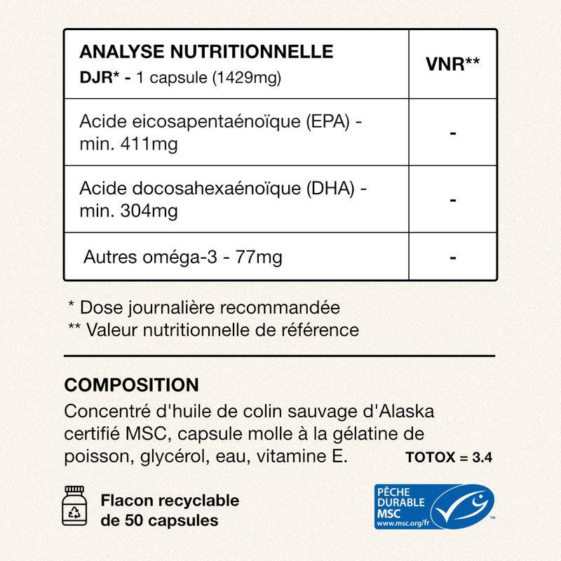 Tableau Valeur Nutritionnelle de Reference et Composition Omega 3 Exelis