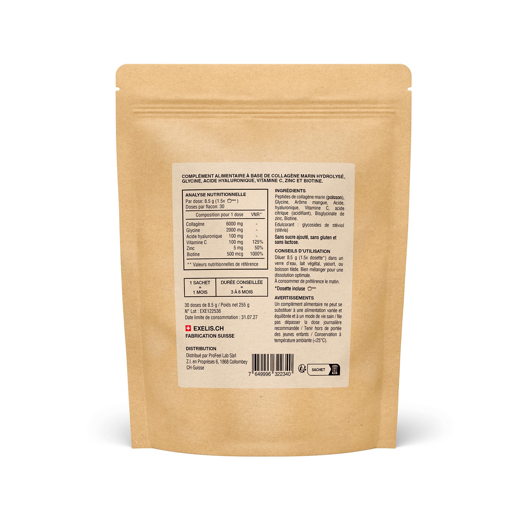 Exelis Pouche Collagene Marin Peptides Mangue Arrière
