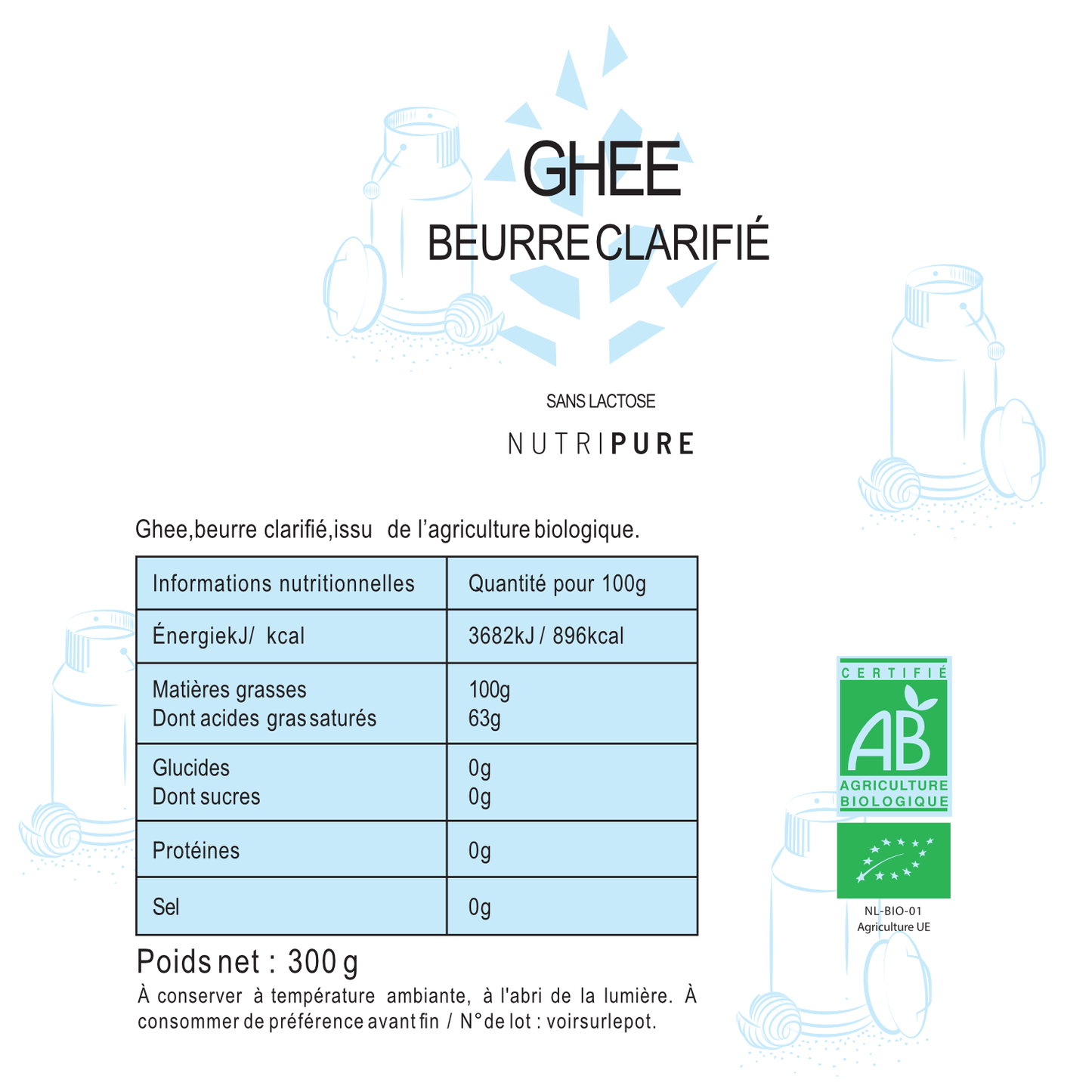 Organic Ghee - Clarified Butter 300g Nutripure