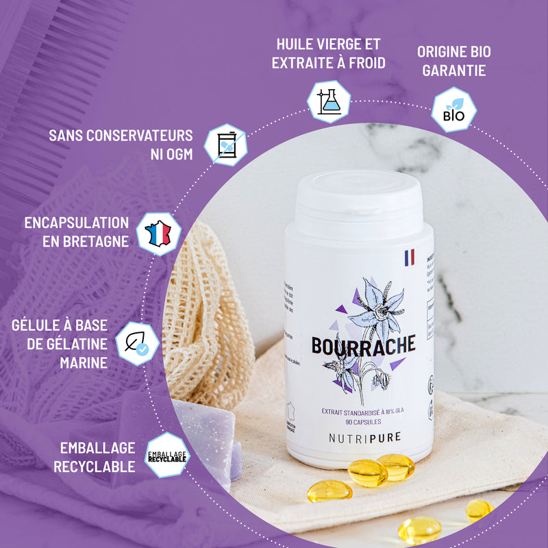 Organic Borage Oil Nutripure - Gamma Linolenic Acid (GLA)