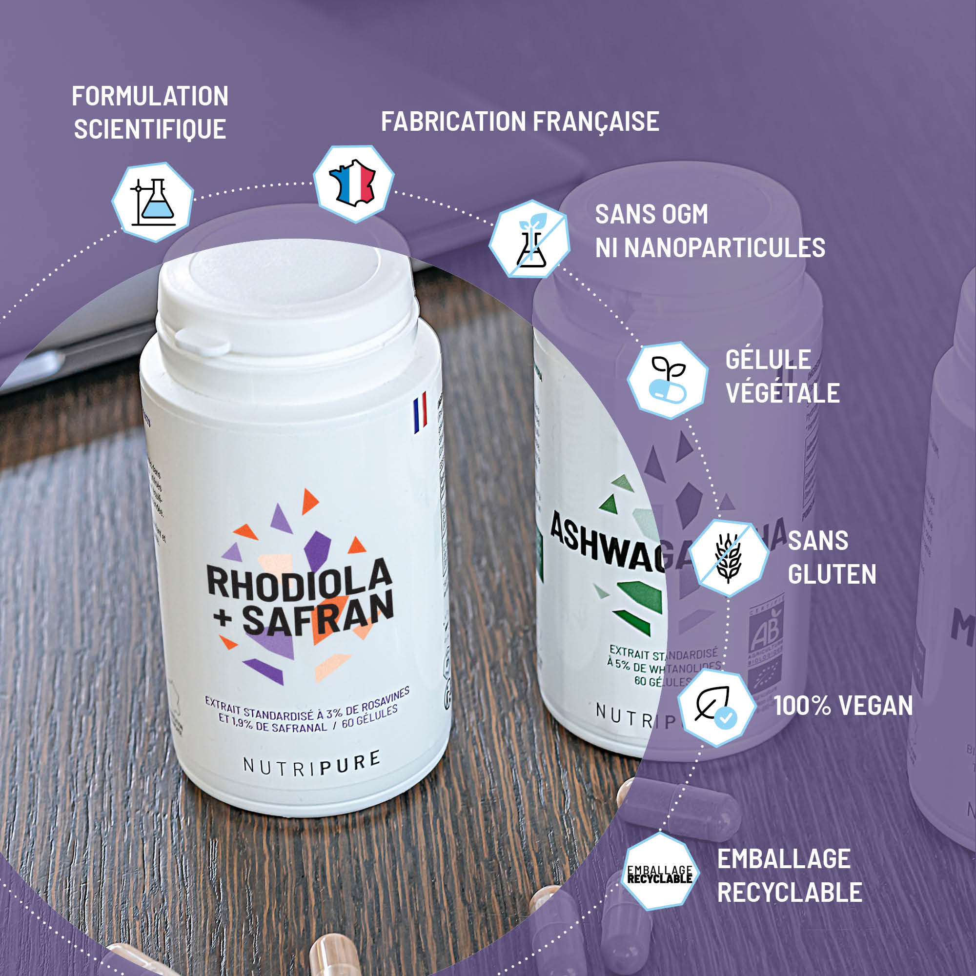 Rhodiola Rosea et Safran Nutripure 60 Gélules