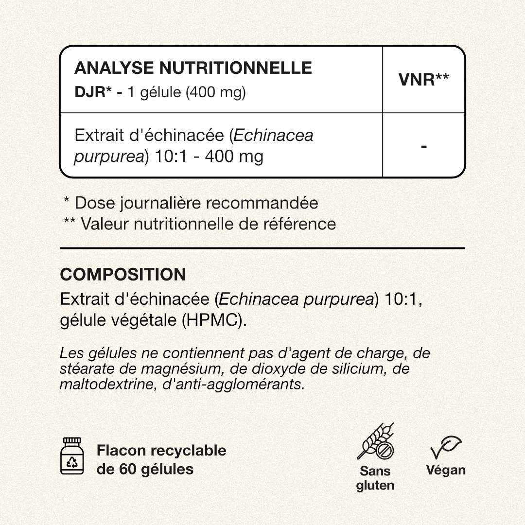 Échinacée - echinacea - 60 gélules 400 mg - Immunité