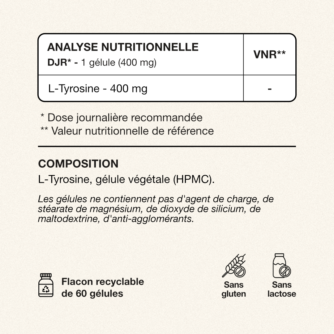 Tableau VNR et composition L-Tyrosine Exelis
