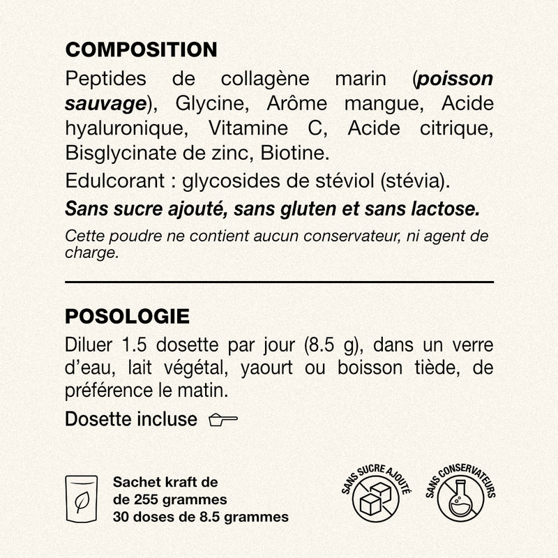 Tableau composition collagene marin Exelis