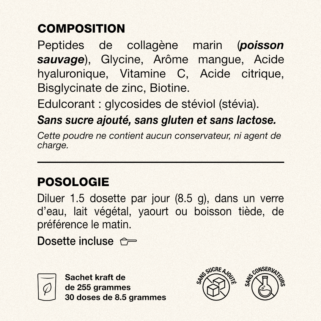 Tableau composition collagene marin Exelis