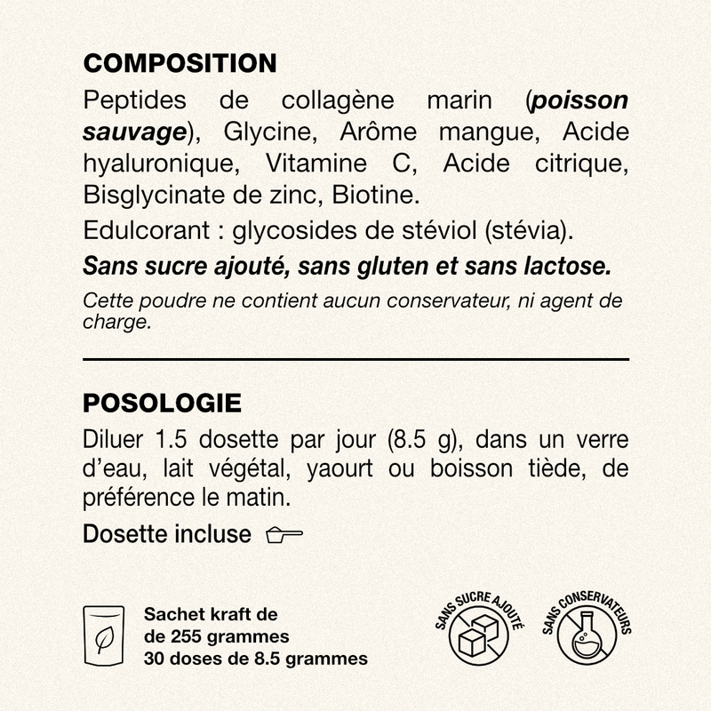 Tableau composition collagene marin Exelis