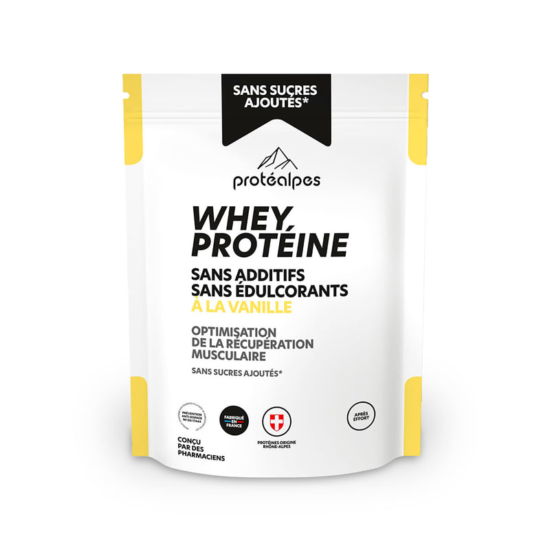 Whey protéine vanille Protéalpes sans sucres ajoutés
