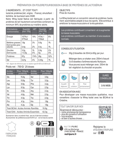 Whey Isolate Native Protéine Chocolat Nutripure