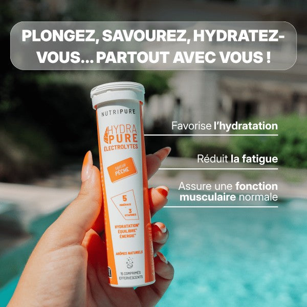 Hydrapure Électrolytes et Vitamines Nutripure Pêche
